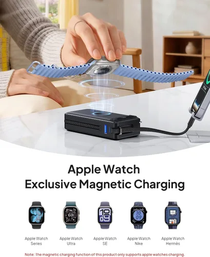Miniatura 6 de Cargador portátil con cables integrados y enchufe de pared, 50% más pequeño 10000 mAh, cargador de batería USB C de 22.5 W, batería esencial