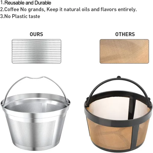 Miniatura 2 de Filtros de café de repuesto reutilizables de 4 a 5 tazas: filtro de café permanente de acero inoxidable que se adapta a la cafetera y la cafetera