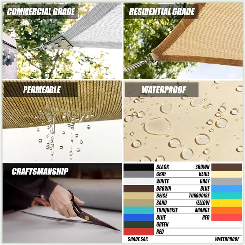 Miniatura 3 de ColourTree Vela de Sombra Solar Rectangular Turquesa de 8' x 10' Toldo Pantalla de Tela – Bloqueo UV Resistente a los Rayos UV Uso Pesado Grado