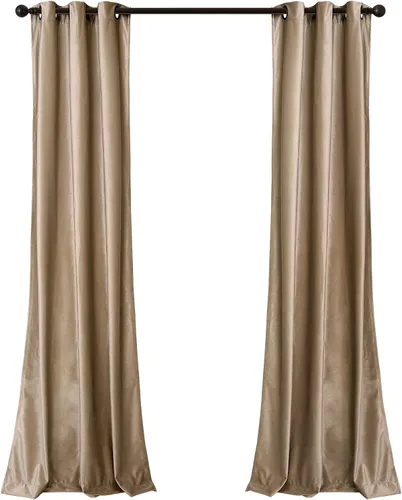 Miniatura 8 de Lush Decor Prima Velvet - Par de paneles de cortinas de ventana de terciopelo sólido con filtro de luz, 38" de ancho x 84" de largo, negro