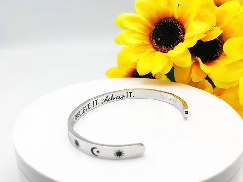 Miniatura 216 de Pulseras inspiradoras para mujer, joyería de acero inoxidable, con refranes, pulsera motivacional con mensaje oculto, pulseras grabadas para mejor