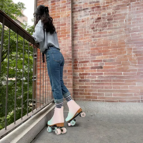 Miniatura 7 de jessie Patines para niña y mujer, patines de piel sintética con rueda fantástica y destello para niñas de 6 a 12 años, principiantes