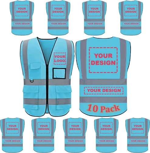 Miniatura 31 de BeautyWill Chaleco de Seguridad con Logo Personalizado Clase 2 Chaleco Reflectante de Alta Visibilidad Chaleco de Construcción Transpirable