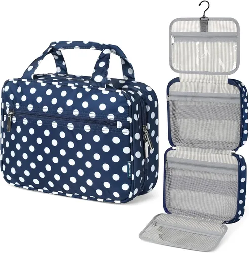 Miniatura 14 de PAVILIA Neceser Colgante Bolsa de Viaje para Mujeres y Hombres, Organizador de Cosméticos Plegable, Bolsa de Maquillaje Resistente al Agua