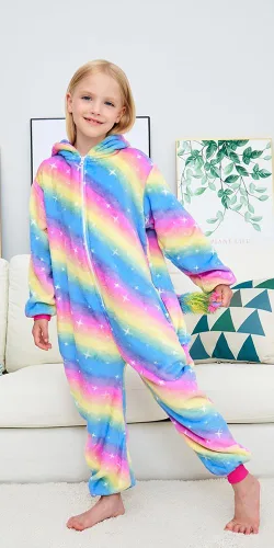 Miniatura 31 de Pijama de unicornio unisex para niños, enteritos para disfraz, Halloween