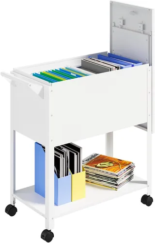 Miniatura 10 de MIIIKO - Archivador de metal con 3 cajones con ruedas, archivador móvil para debajo del escritorio de oficina en el hogar, archivadores totalmente