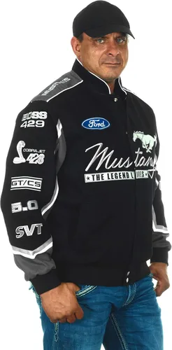 Miniatura 2 de JH DESIGN GROUP Chaqueta Ford Mustang para hombre abrigo de sarga de algodón bordado