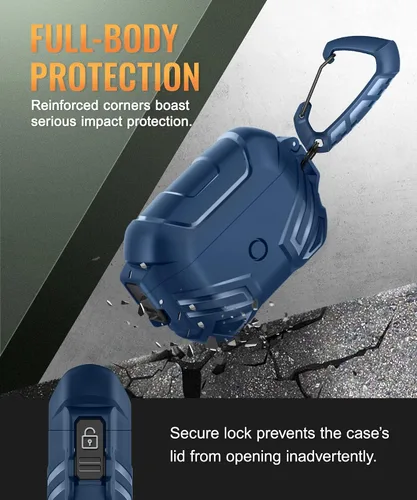 Miniatura 3 de MOBOSI Funda para AirPods Pro 2 con cerradura, compatible con funda Airpod Pro de 2ª/1ª generación, funda protectora de grado militar con kit