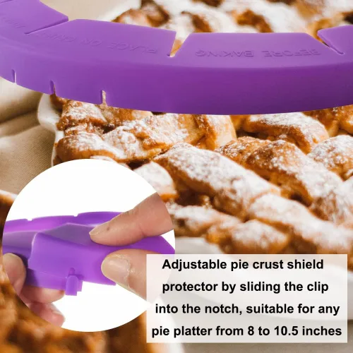Miniatura 3 de Protector ajustable de corteza de tarta, protector de borde de pastel, herramientas redondas de silicona para hornear pasteles pizza, sin BPA