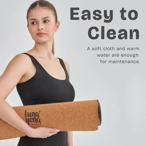 Miniatura 5 de LunaYena - Tapete de yoga de corcho, respetuoso con el medio ambiente, corcho natural antideslizante y base de goma no tóxica para mujeres