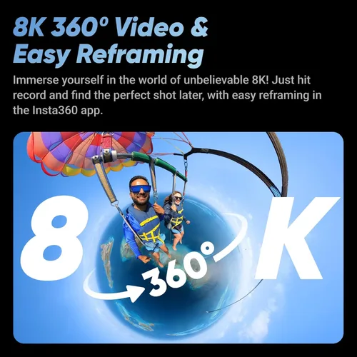 Miniatura 3 de Insta360 X4 Paquete estándar - Cámara de acción impermeable 360 de 8K, video de gran angular 4K, efecto de palo invisible para selfies, protectores