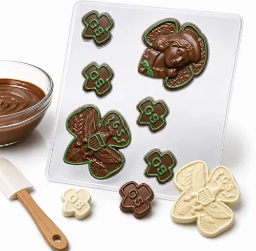 Girl Scout Pieces Molde de caramelo de chocolate 541-6 cavidades, 3.5" y 2" piezas