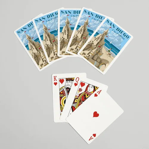 Miniatura 7 de Lantern Press San Diego, California, Castillo de arena (52 cartas de juego, baraja de cartas de tamaño póquer con comodines)