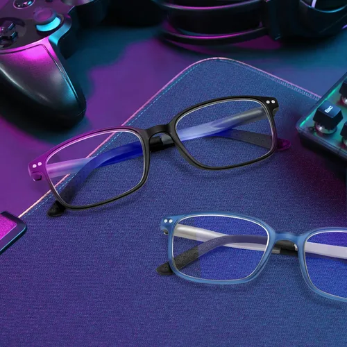 Miniatura 6 de EASY READ 2 pares de lentes TR90 con bloqueo de luz azul para hombre, lentes deportivos anti UV para computadora para hombres con bisagra de resorte
