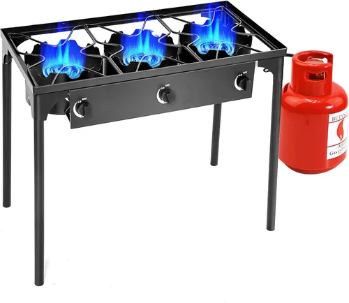 Miniatura 9 de Giantex Estufa de un solo quemador al aire libre, soporte de quemador de alta presión máx. 100,000 BTU, regulador de 0-20 PSI patas desmontables