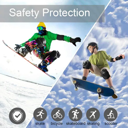 Miniatura 6 de Rodilleras y codos para adultos, jóvenes, niños, muñequeras, patinaje en línea, patinaje sobre hielo, BMX, bicicleta, scooter, equipo de protección
