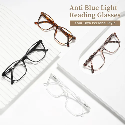 Miniatura 5 de Przene Paquete de 4 lentes de lectura con bloqueo de luz azul, lectores para mujeres y hombres con bisagra de resorte