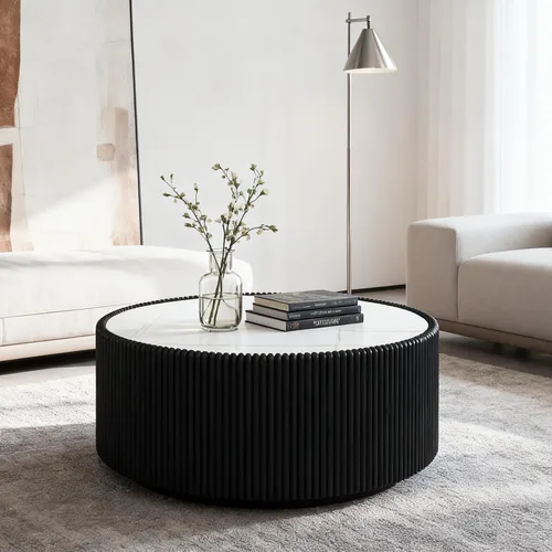 Miniatura 35 de Mesa de centro moderna, mesa de té central circular de 15.75 pulgadas, mesa de cóctel, mesas de centro redondas cilíndricas para sala de estar