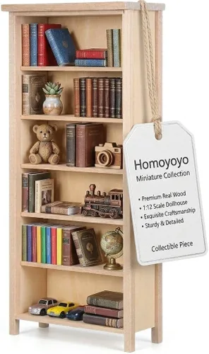 Estantería de casa de muñecas a escala 1:12, gabinete de almacenamiento modelo de casa de muñecas, estantería en miniatura de madera sin terminar