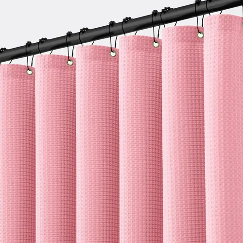 MIULEE - Cortina de ducha extralarga con textura de gofre de 84 pulgadas con 12 ganchos de metal, moderna, lavable, de 260GSM, tela resistente e