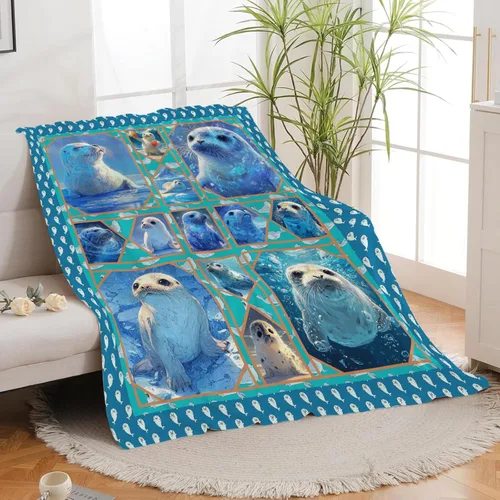Miniatura 6 de Manta de Foca del Océano, Regalos de Focas para Niños, Niñas, Adultos, Mujeres y Hombres, Suave, Acogedora, Cálida, Felpa Esponjosa, Mullida