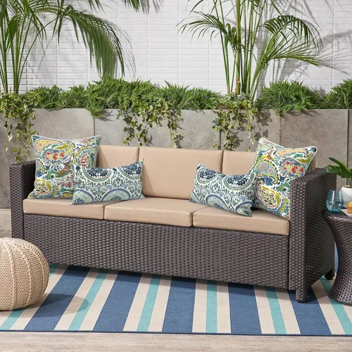 Miniatura 671 de Juego de 2 almohadas para exteriores de 16 x 16 pulgadas, repelentes al agua con interiores, para muebles de patio, hogar, jardín, geometría bohemia