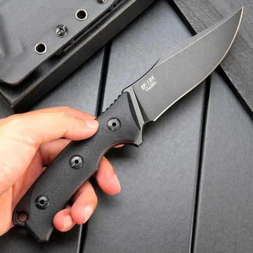Miniatura 6 de Eafengrow EF124 Cuchillo de hoja fija 14c28n con hoja de acero recubierto de titanio negro, cuchillo fijo con mango G10 para acampar al aire libre