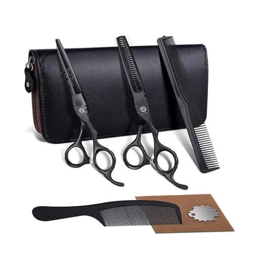 Purple Dragon Profesional de Japón Juego de Tijeras de Peluquería 440C para Salón de Corte y Tijeras de Adelgazamiento para Barbería con Bolsa
