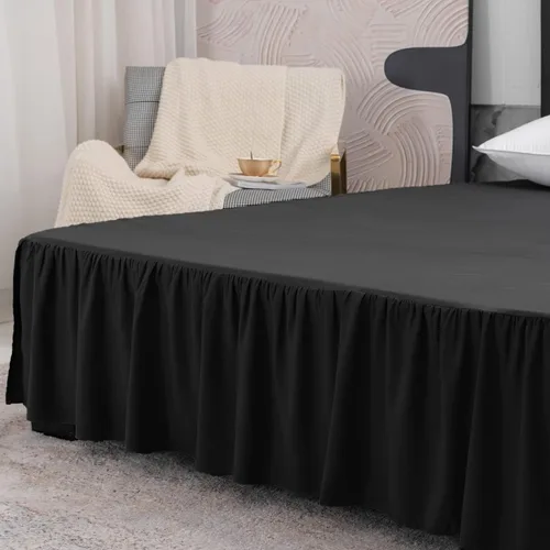 Miniatura 6 de TSUTOMI Falda de Cama Negra Tamaño Twin con Volantes y Esquinas Divididas, Falda de Cama Twin Caída de 12 Pulgadas, Falda de Cama Tamaño Twin Negra