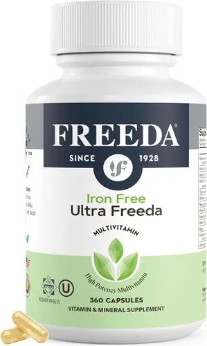 FREEDA Multivitamínico de máxima fuerza – Suplemento diario de alta potencia para adultos activos (hombres y mujeres) – Sin hierro – Compatible con