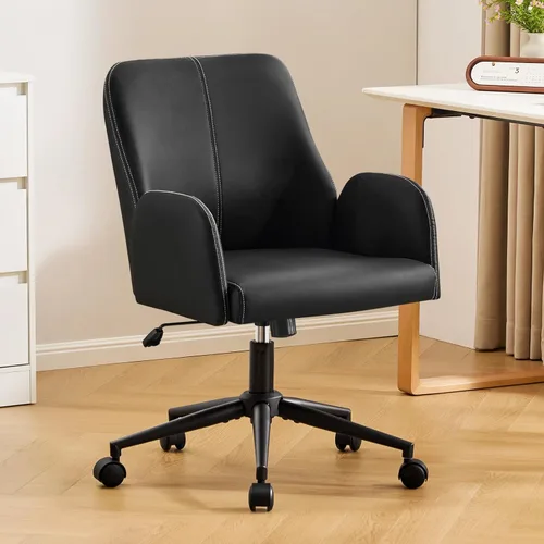 Miniatura 11 de Furniliving Criss Cross Office Chair with Adjustable Flip-up Arms, Premium Chenille Upholstered Cross Legged Chair, Ergonomic Swivel Desk Vanity