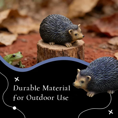 Miniatura 5 de Caja de llaves de erizo de resina, oculta una llave al aire libre fuera de la roca, lindo soporte para llaves en forma de animal para decoración