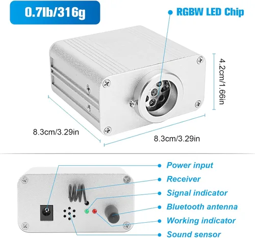 Miniatura 2 de CHINLY Kit de 500 luces de estrella para techo de automóvil, luces de estrella parpadeante para techo de automóvil, kit de luces de techo