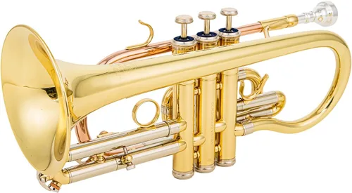 Miniatura 9 de Corneta Bb ACR 8330 para principiantes y jugadores intermedios, válvulas de acero inoxidable, calibre ML, tubo principal de latón dorado de 120 mm