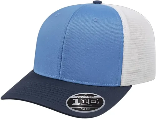 Miniatura 20 de Cap America i8502 Flexfit 110 Premium - Gorra de camionero de perfil medio con 6 paneles de malla trasera con protección UV y cierre ajustable Azul