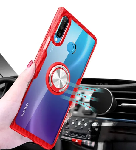 Miniatura 3 de SORAKA Funda transparente para Huawei P30 Lite con soporte de anillo, funda delgada transparente de policarbonato duro para Huawei P30 Lite
