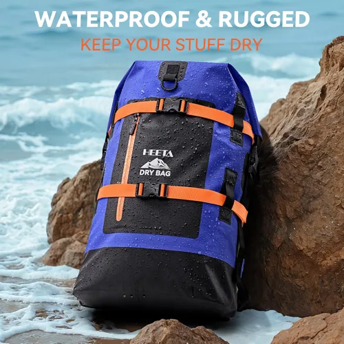 Miniatura 2 de HEETA - Bolsas secas impermeables para hombres y mujeres, mochila de 40 L, con parte superior enrollable, mochila de senderismo resistente para Azul