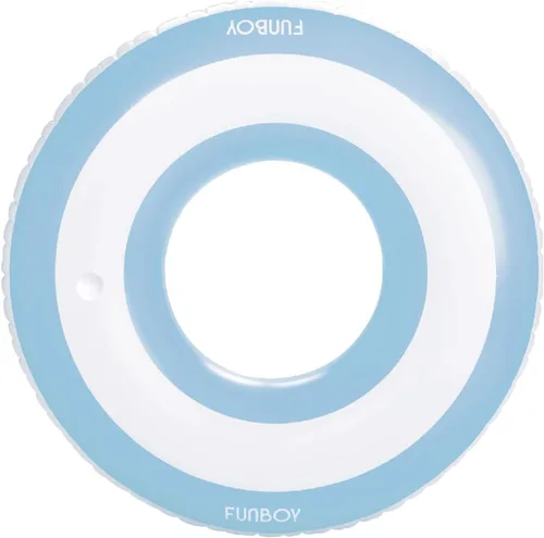 FUNBOY Flotador inflable gigante de rayas azul claro con portavasos de 48 pulgadas | Flotador grande para piscina para adultos | Tubo interior