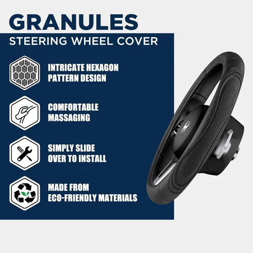 Miniatura 4 de Road Comforts Funda para volante de automóvil, funda de cuero de microfibra para volante de 14.5 a 15 pulgadas, antideslizante, para hombres