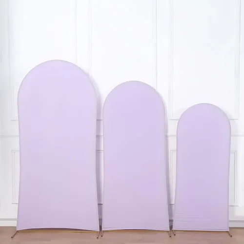 Miniatura 9 de Efavormart Juego de 3 Fundas de Arco de Boda de Spandex Lavanda Mate Ajustadas para Soportes de Telón de Fondo Chiara de Parte Superior Redonda
