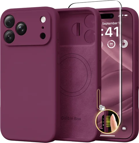 Miniatura 103 de GolbinBox Funda magnética para iPhone 17, compatible con MagSafe, cubierta de silicona integrada para control de cámara, funda de silicona líquida a