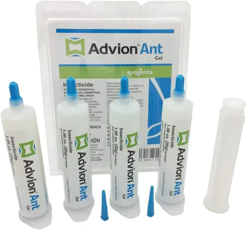 Advion Ant Gel Bait, 4 tubos x 1.06 oz, 1 émbolo y 2 puntas, cebo eficaz para hormigas, formulado con 0.05% de indoxacarb, uso en interiores y