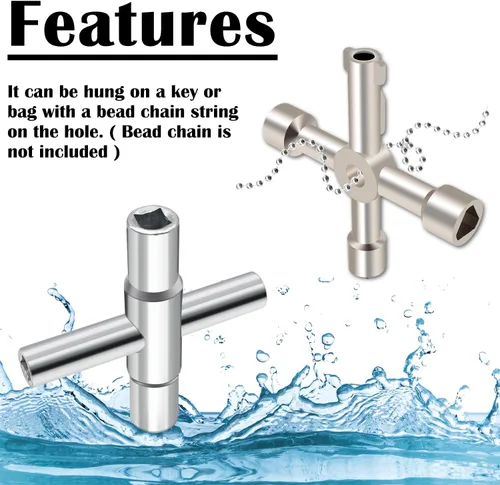Miniatura 4 de Juego de 2 llaves de agua, llave de 4 vías, llave Sillcoce, llave de grifo para grifos, válvula y armario