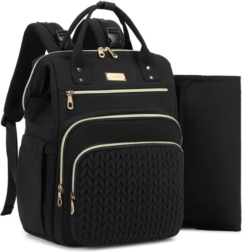 Miniatura 10 de AIJIEKE Bolsa de pañales, mochila grande para pañales de bebé de gran apertura, bolsa de viaje multifuncional para bebé, bolsa de pañales con Púrpura