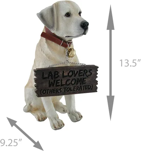 Miniatura 5 de Labrador Retriever - Estatua de jardín con letrero de bienvenida reversible, figura de perro de resina, decoración de laboratorio pintada a mano