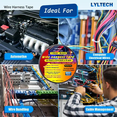 Miniatura 7 de Cinta eléctrica Lyltech color negro de 66 pies x 3/4 pulgadas x 0.07 milésimas de pulgada, y 600 voltios con certificación UL/CSA. Impermeable