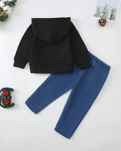 Miniatura 35 de Renotemy Ropa de bebé para niño, trajes de mezclilla, sudadera con capucha para bebés, pantalones de mezclilla, ropa para niños pequeños