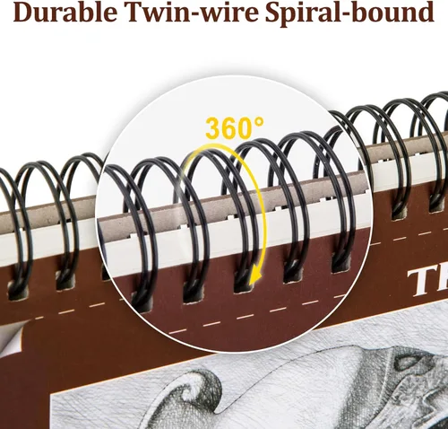 Miniatura 4 de TKOOFN Paquete de 10 cuadernos de bocetos de 5.5 x 8.5 pulgadas a granel (600 hojas en total), blocs de dibujo premium encuadernados en espiral