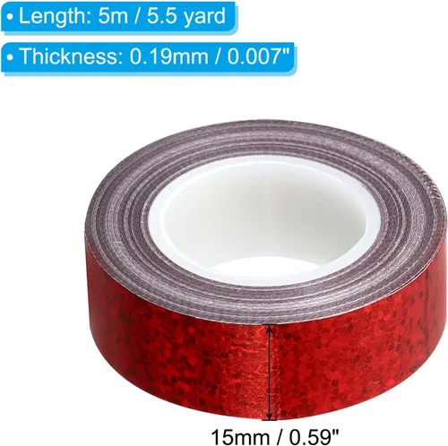 Miniatura 2 de PATIKIL Cinta brillante con purpurina de 0.591 in x 16.4 ft, 1 paquete de cintas adhesivas holográficas decorativas para manualidades, álbumes