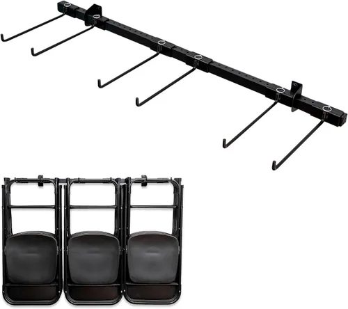 Miniatura 6 de StoreYourBoard Estante de almacenamiento para sillas triple – Estante de sillas plegables resistente para la organización del hogar y la cochera